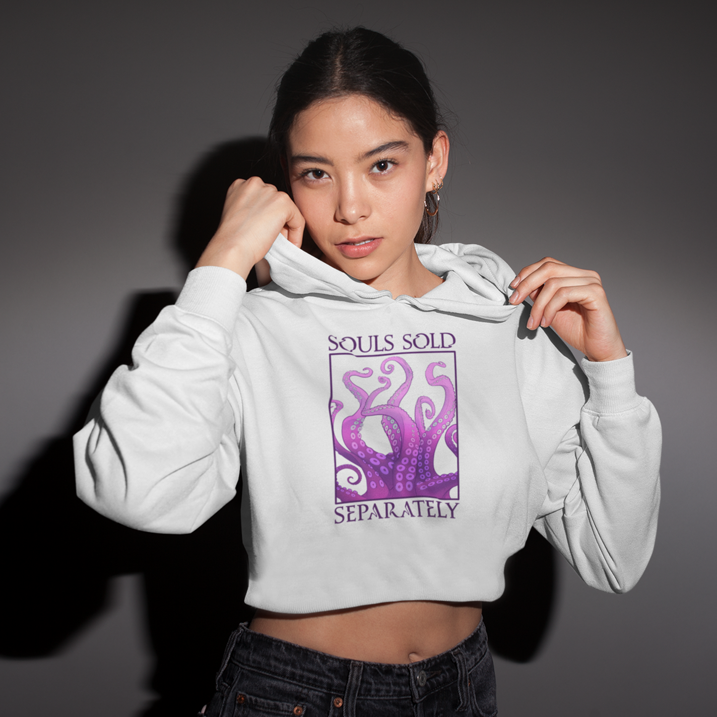 SOULS SOLD SEPARATELY OCTOPUS WOMEN’S CROPPED HOODED SWEATSHIRT