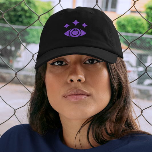 MYSTIC EYE LOGO UNISEX EMBROIDERED CLASSIC DAD HAT (PURPLE THREAD)