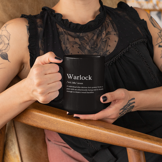 WARLOCK BLACK GLOSSY 11 & 15OZ. MUGS