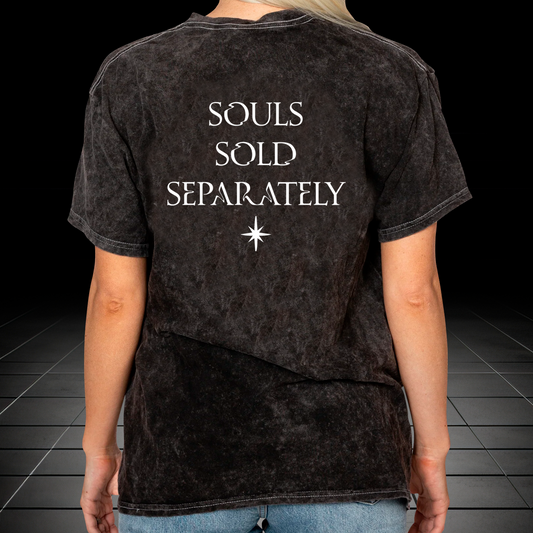 SOULS SOLD SEPARATELY BLACK UNISEX MINERAL WASH T-SHIRT